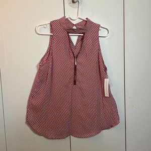 NWT Counterparts Red with White dots halter top